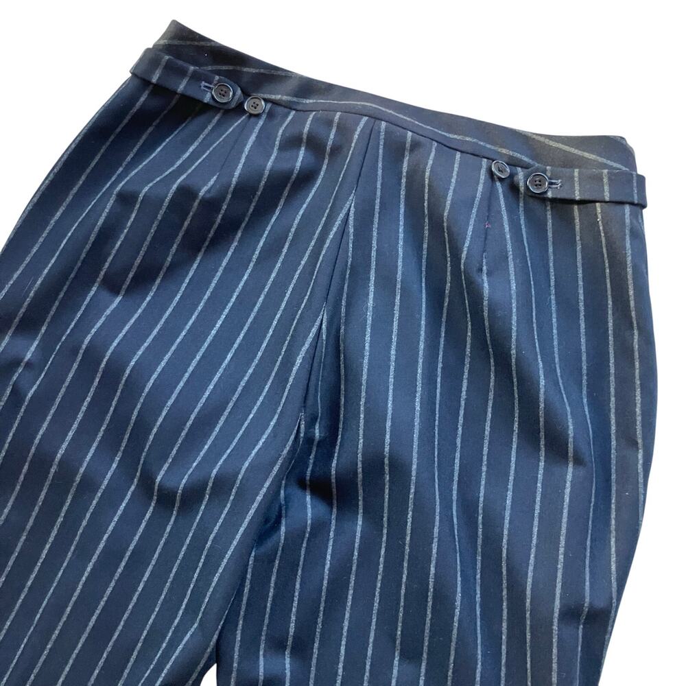 Faconnable Straight Leg Wool Pinstripe Pants 8 Women's Minimalist Old Money 80s - Picture 4 of 5